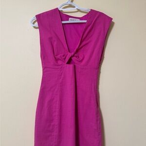 Sleeveless Knot-Front Mini Dress in Fuchsia